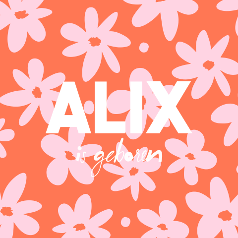 Hip geboortekaartje meisje met colorblocking bloemen