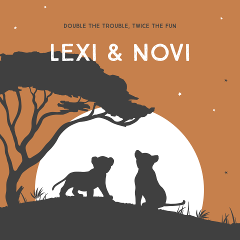 Stoer jungle geboortekaartje voor een tweeling in Lion King thema