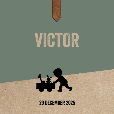 Stoer geboortekaartje jongen met silhouet