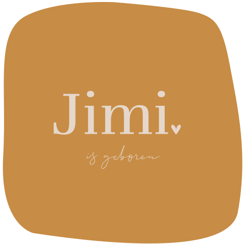 Okergeel unisex geboortekaartje in originele vorm