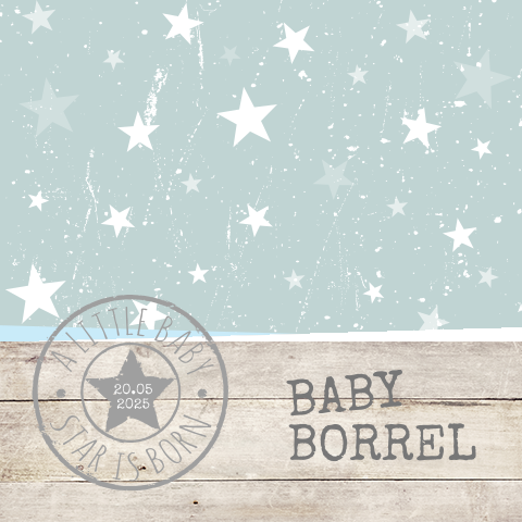 Stoer kraamfeestkaartje met steigerhout en sterren