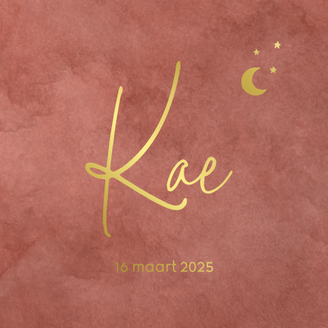 Velvet-look geboortekaart dochter maan en sterretjes