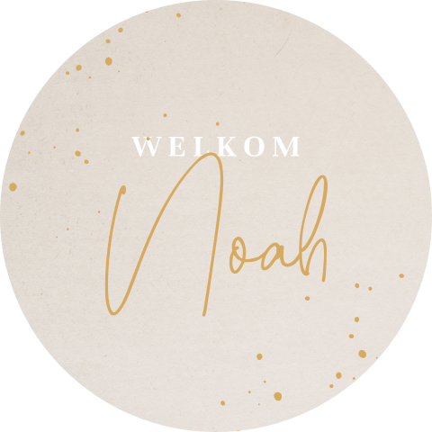 Raamsticker beige met initiaal en spetters