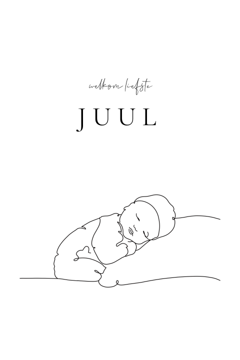 Tuinbord wit met lijntekening baby