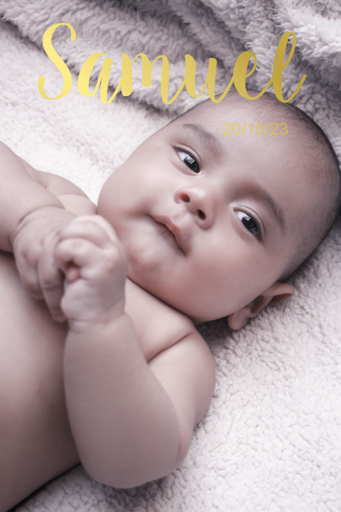 Goudfolie zelf maken babykaart met foto