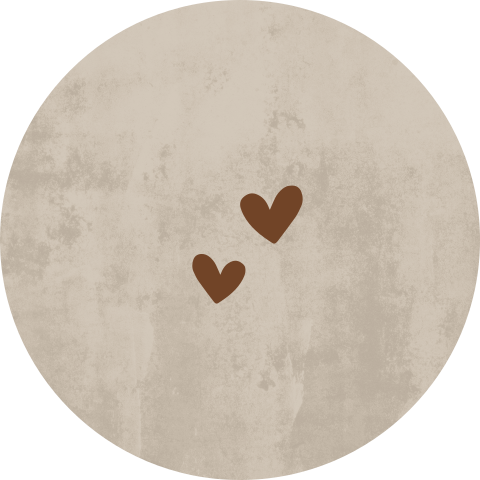 Sluitsticker bruine velvet-look met hartjes