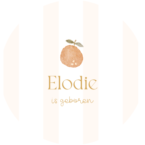 Vrolijke raamsticker met sinaasappel en pastelstrepen