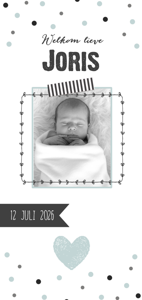 Trendy fotokaartje voor een jongen