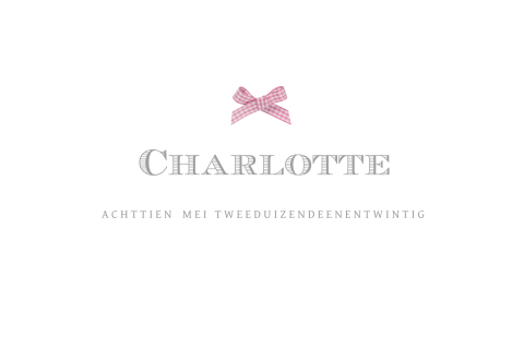 Klassiek geboortekaartje met roze strikje