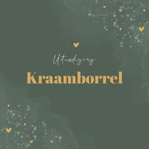 Kraamborrel uitnodiging groen met hartjes