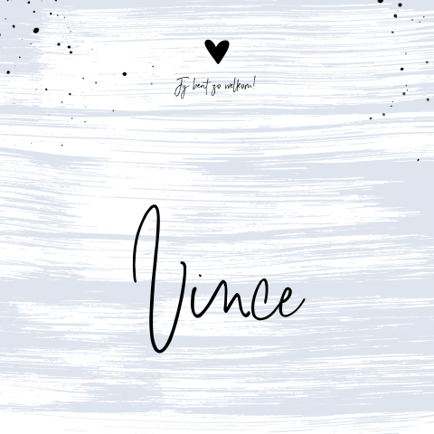 Hippe geboortekaart voor een jongen met blauwe waterverf strepen