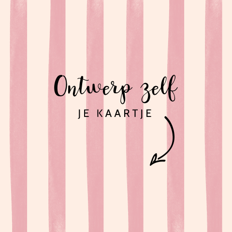 Roze vierkant gestreept geboortekaartje