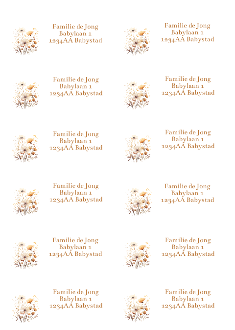 Adresstickers met bloemen