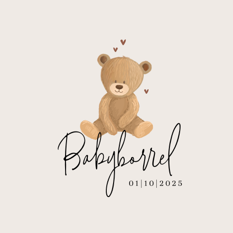 Trendy babyborrel kaartje met beertje