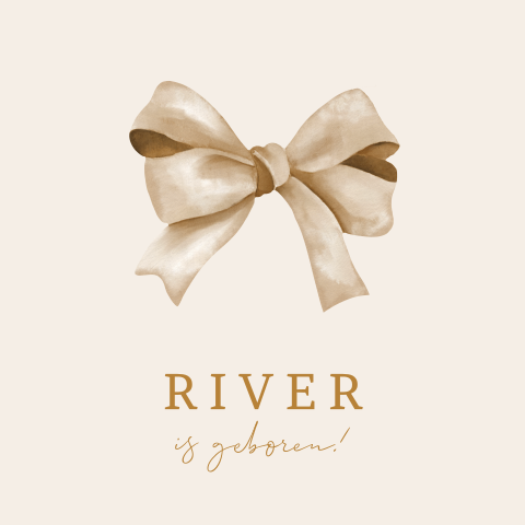 Raamsticker vierkant met beige strik