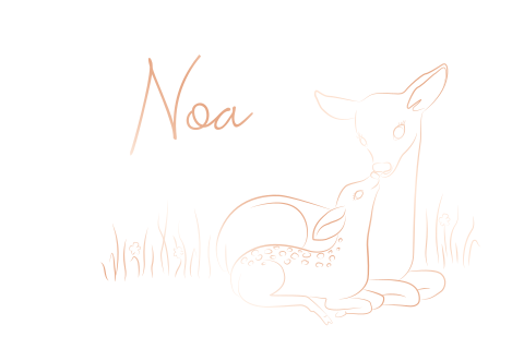 Lief roségoudfolie geboortekaartje voor meisje met tekening hertjes