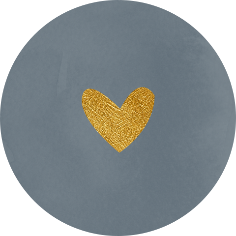 Sluitsticker blauw met goudlook hartje