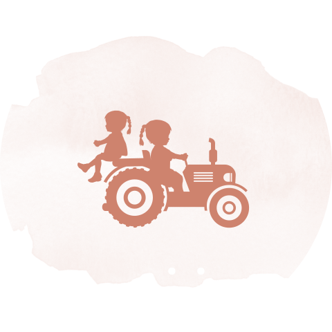 Sluitsticker met roze watercolour en zusjes op trekker