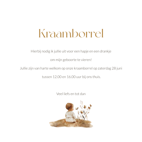 Kalkpapier kraamborrel uitnodiging met vintage baby