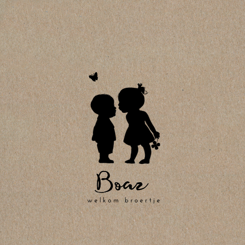 Echt kraftgeboortekaartje silhouetjes broertje
