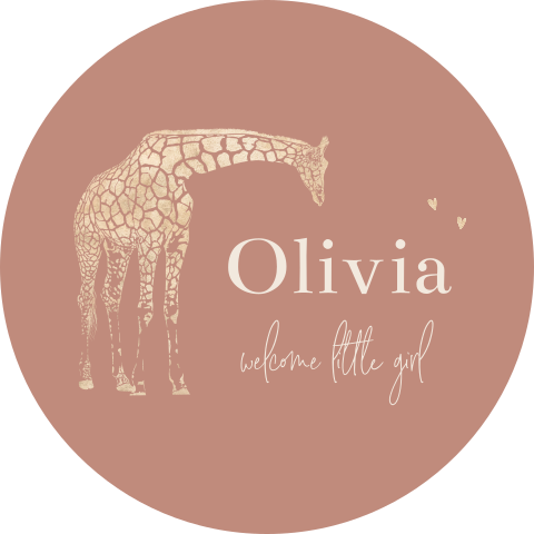 Raamsticker oudroze met giraffe en hartjes