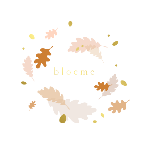Hip goudfolie geboortekaartje voor meisje met herfst blaadjes