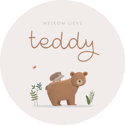 Raamsticker rond met illustraties bosdieren