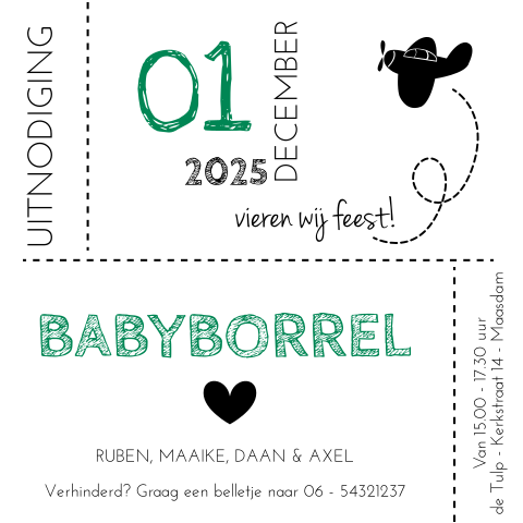 Babyborrelkaart in hip design