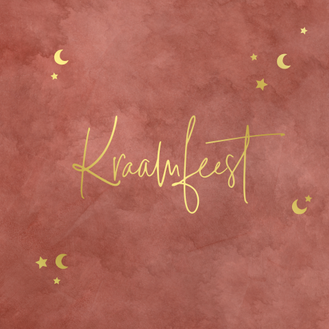 Goudfolie kraamkaart met velvet-look, maan en sterren