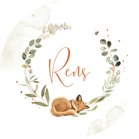 Rond tuinbord met watercolour en slapend vosje