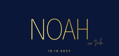 Goudfolie donkerblauw geboortekaartje