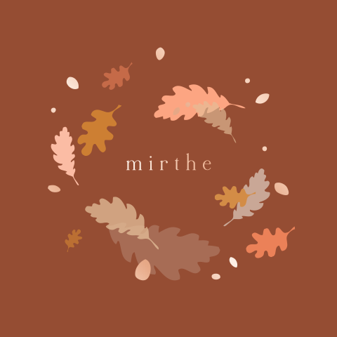 Trendy roségoudfolie geboortekaartje voor meisje met herfstbladeren