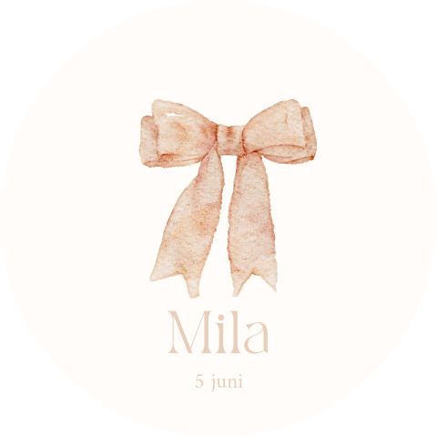 Raamsticker rond met illustratie roze strik