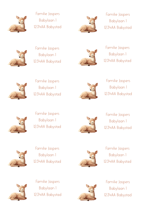 Adressticker met schattig hertje