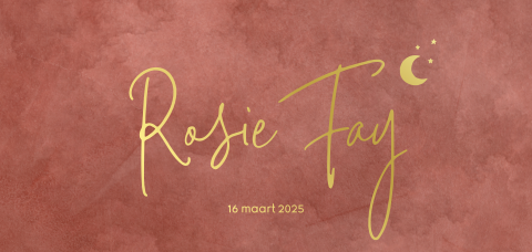 Trendy goudfolie geboortekaartje voor meisje met velvet-look