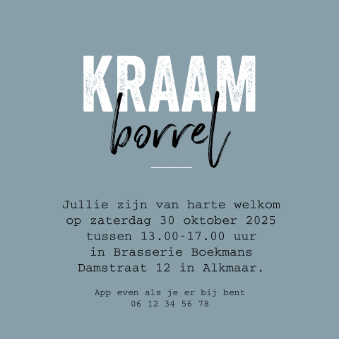 Stoere kraamborrelkaart in jeansblauw