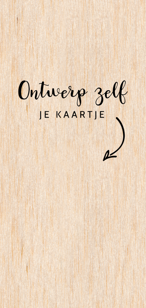 Echt houten langwerpig staand geboortekaartje