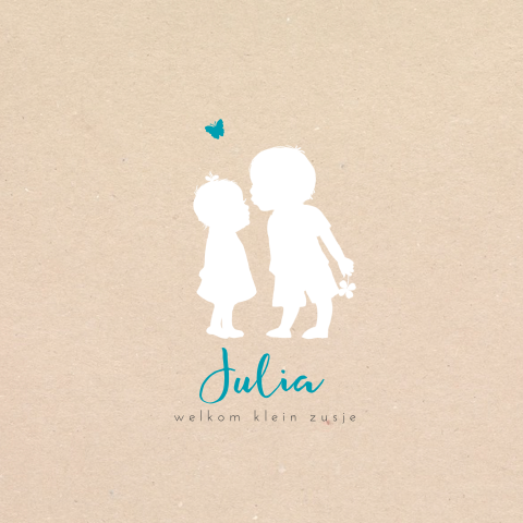 Hippe geboortekaart met silhouet broertje