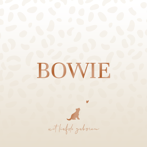 Beige geboortekaartje met hoogglans en panterprint