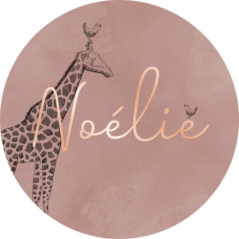 Naamsticker jungledieren in oudroze velvet-look