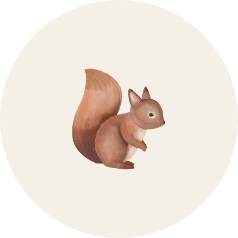 Sluitsticker beige met illustratie eekhoorn