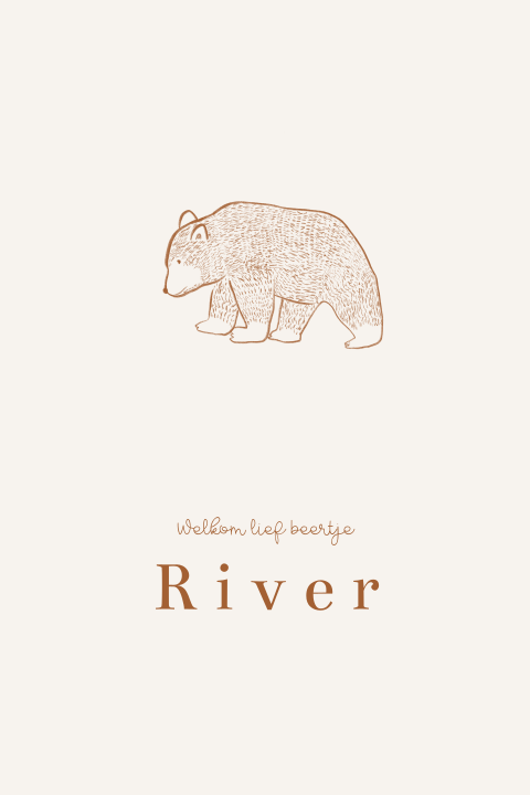 Trendy babykaartje met pentekening beertje