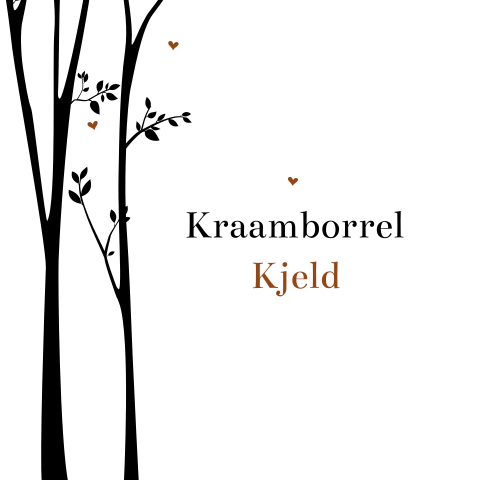 Lieve kraamborrelkaart met bomen en hartjes