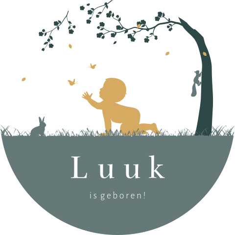 Raamsticker rond blauw met silhouetje onder boom