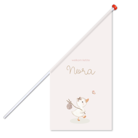 Geboortevlag roze met eendje