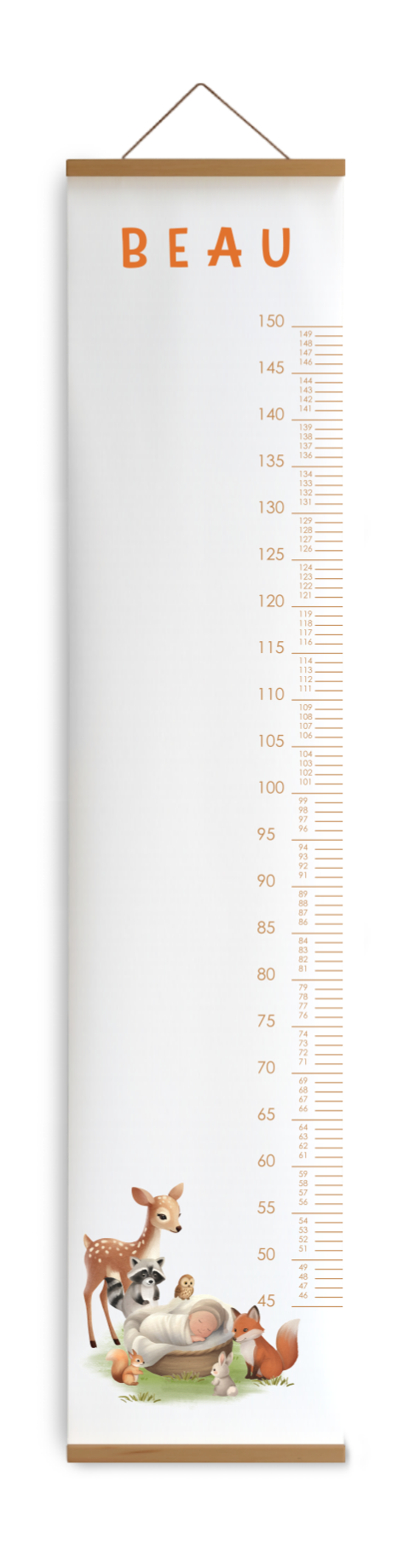 Bewerkbare groeimeter kinderkamer bosdieren