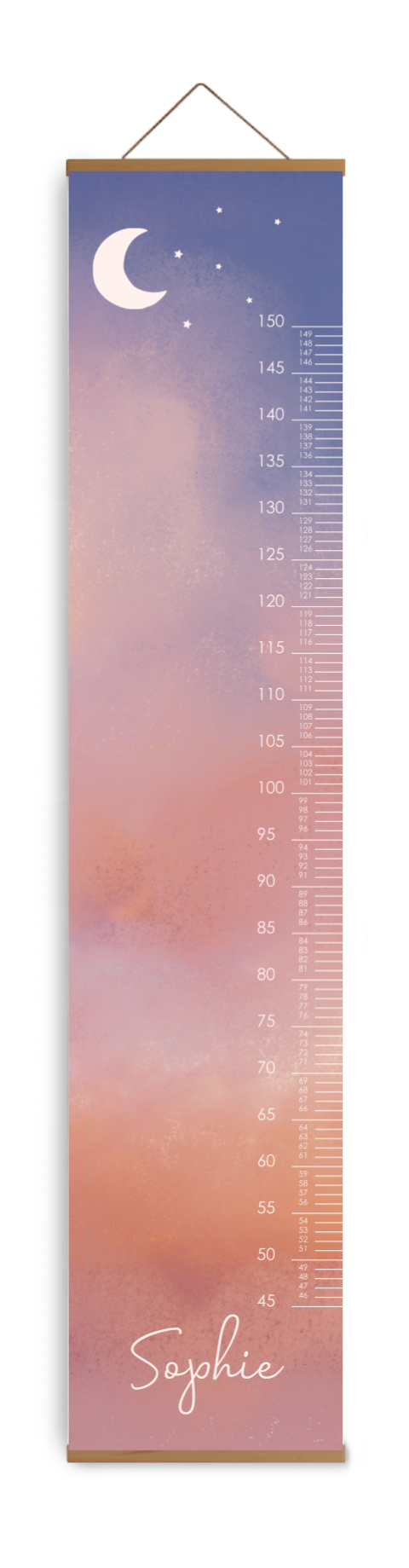 Bewerkbare groeimeter met dromerige wolken en pastelkleuren