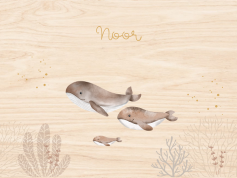 Memorybox met beige walvissen