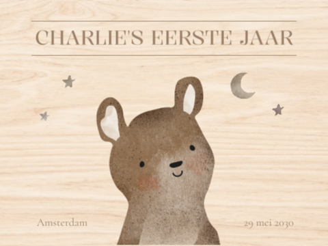 Memorybox met sterren, maan en vrolijk beertje