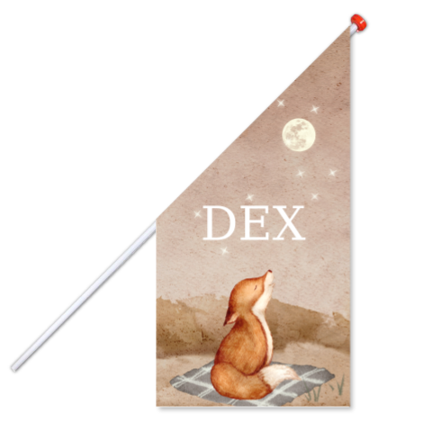 Geboortevlag met lief vosje en naam